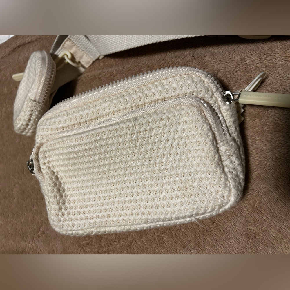 American Eagle Outfitters Cream Textured Crossbody Bag